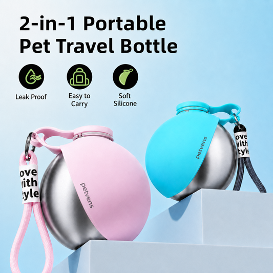 Bouteille de voyage portable 2 en 1 Petvens™ pour animaux de compagnie