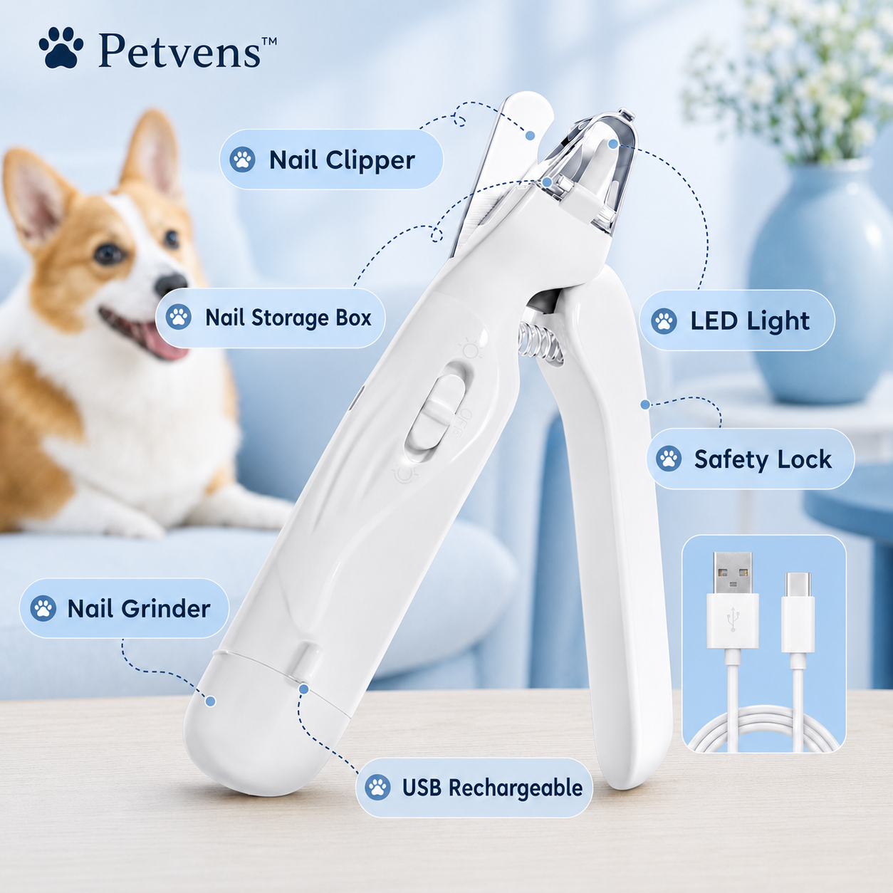 Petvens™ - Coupe-ongles 2 en 1 pour chien (ponceuse et coupe-ongles)